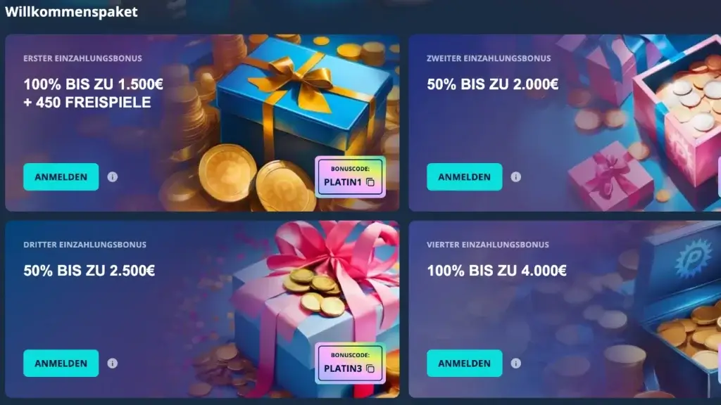 Platincasino Willkommenspaket