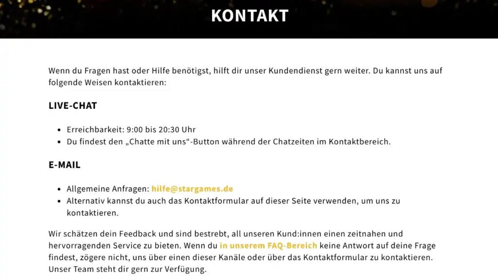 StarGames Kundenservice